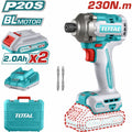 ATORNILLADOR IMPACTO 1/4" 20V 230NM + 2 BAT. Y 2 PUNTAS TALADRO INDUSTRIAL SUPER TOTAL (UTIRLI2023)
