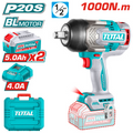 PISTOLA IMPACTO INALAMBRICA 1/2" 20V 1000NM INCLUYE 2 BATERIAS 5.0AH 1 CARGADOR  INDUSTRIAL SUPER TOTAL (UTIWLI20100)