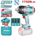PISTOLA IMPACTO INALAMBRICA 3/4 20V 1750 NM INCLUYE 2 BATERIAS (8.0AH) 1 CARGADOR Y 3 COPAS 30,32,34 MM INDUSTRIAL TOTAL