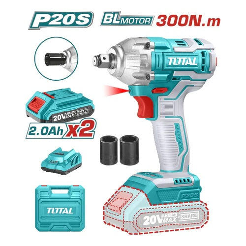 LLAVE DE IMPACTO 20V (1/2") 300NM + 2 BATERIAS 2,0AH / SUPER SELECT (TOTAL)
