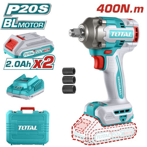 LLAVE DE IMPACTO 20V (1/2") +2 BATERÍAS 2,0AH (TOTAL)