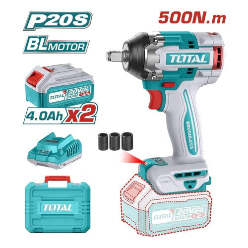 LLAVE DE IMPACTO 20V (1/2") INCLUYE 2 BATERIAS + 1 CARGADOR SUPER TOTAL (UTIWLI2050)