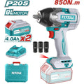 LLAVE DE IMPACTO 20V (1/2") 850 N/m + 2 BATERÍAS 4,0 Ah / SIN ESCOBILLAS (TOTAL)