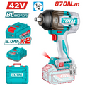 PISTOLA IMPACTO INALAMBRICA 1/2" 42V 870NM CAJA PLASTICA INCLUYE 2 BATERIA 2.0AH , 1 CARGADOR  INDUSTRIAL SUPER TOTAL (UTIWLI42862)