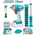 LLAVE IMPACTO 20V (1/2") +1 LAMPARA + 1 ADAP Y 10 PTAS + DADOS X 10 + 2 BATERIAS Y 1 CARGADOR  (TOTAL)