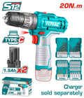 TALADRO 12V 3/8 PERCUTOR + 2 BATERIAS + CARGADOR + 61 ACCESORIOS