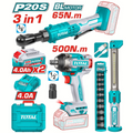COMBO INALAMBRICO 20V  PISTOLA DE IMPACTO 1/2 500 NM + RACHE 65NM + LAMPARA DE TRABAJO 300 LUMENES +  2 BATERIAS 4.0AH  Y CARGADOR INCLUYE ACCESORIOS INDUSTRIAL SUPER TOTAL (UTOSLI250981)