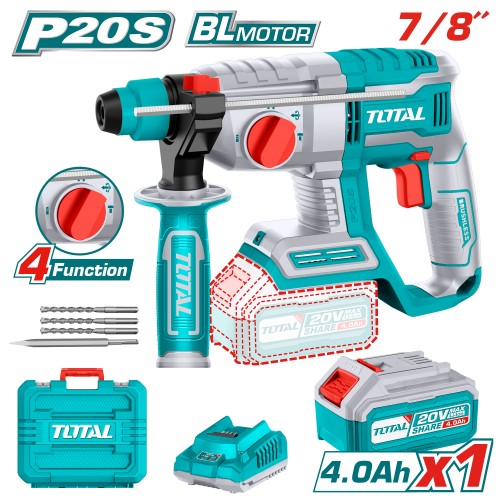 ROTOMARTILLO 20V (SDS PLUS) 2.0J GRANDE + 1 BATERIAS 4,0 AH Y CARGADOR  (TOTAL)