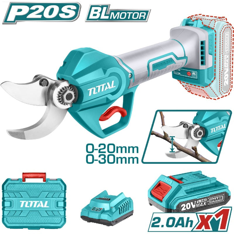 TIJERA PODAR INALAMBRICA 20V INCLUYE UNA BATERIA Y CARGADOR INDUSTRIAL TOTAL