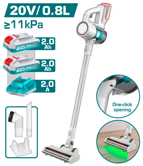 ASPIRADORA MANUAL INALAMBRICA 20V  0.8L INCLUYE 2 BATERIAS 2.0AH Y CARGADOR USO DOMESTICO TOTAL (UTVLI20082)