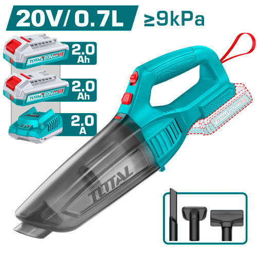 ASPIRADORA DE MANO INALAMBRICA 20V 0.7L INCLUYE 2 BATERIAS 2.0AH Y CARGADOR  TOTAL (UTVLI201582)