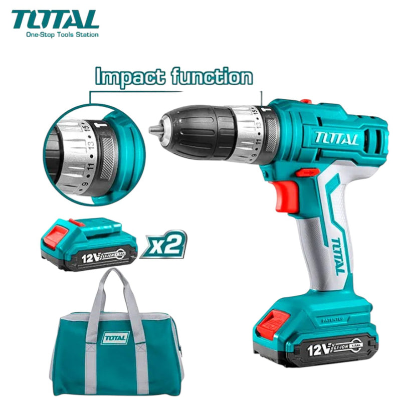 TALADRO 12V (3/8") + 2 BATERIAS 1,5AH SIN PERCUTOR (TOTAL)